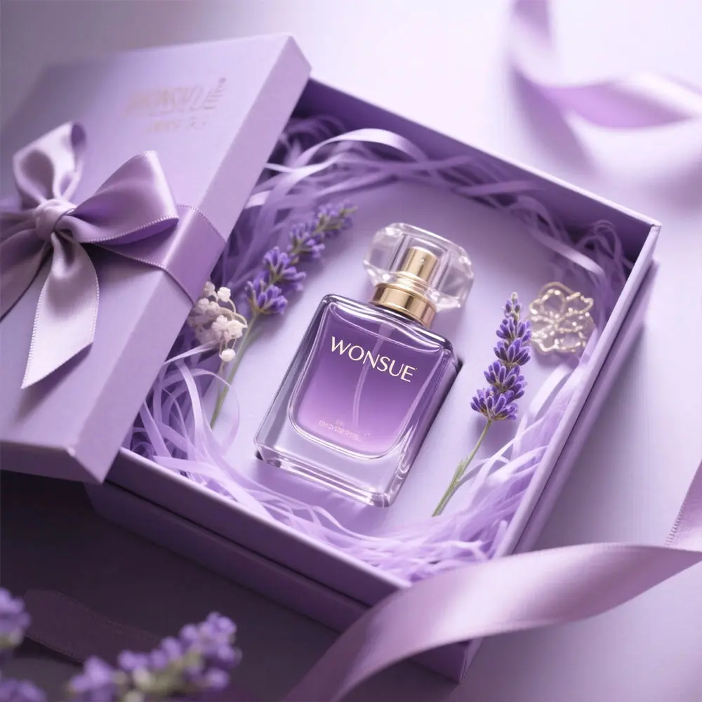 Luxury Lavender Perfume Gift Box with Ribbon Closure