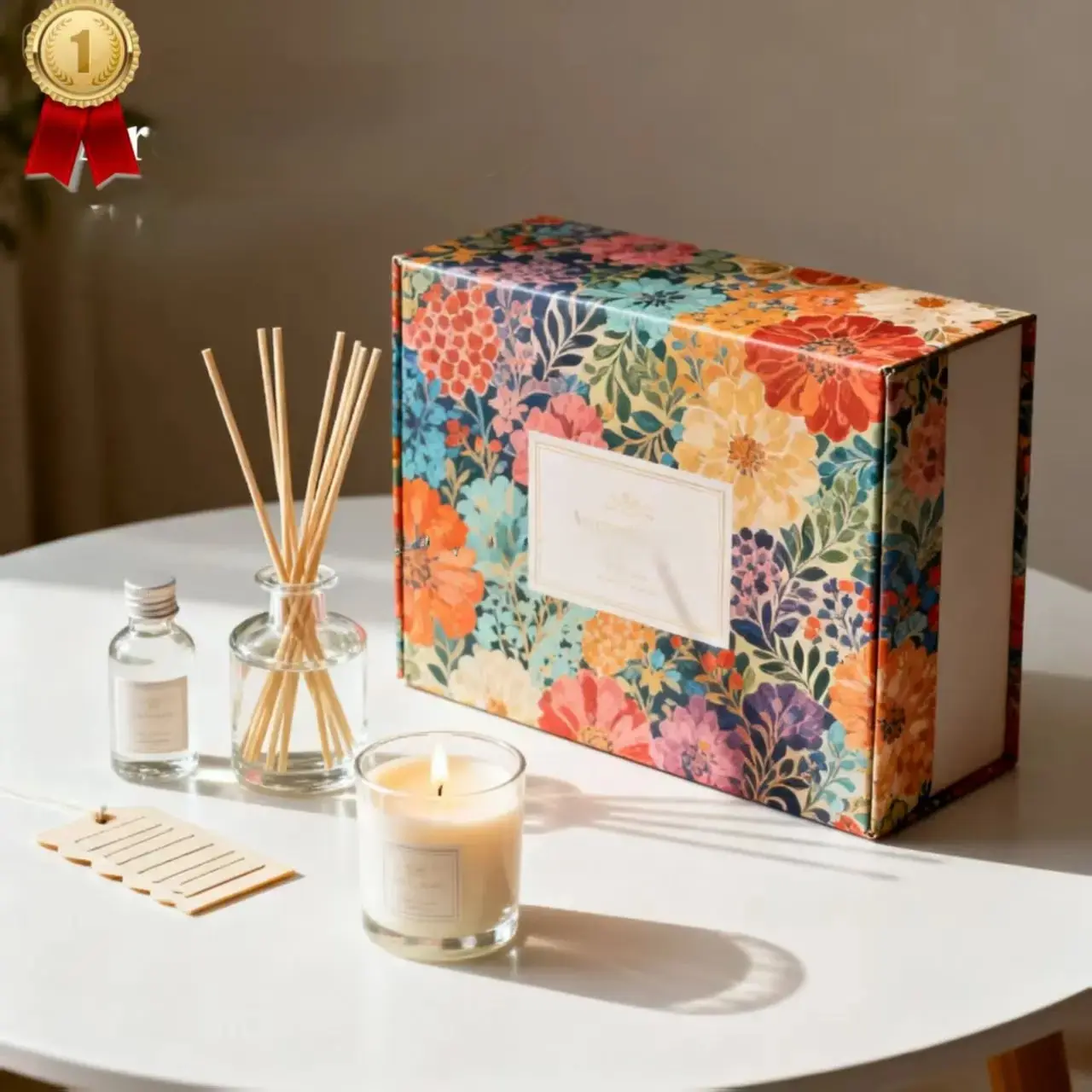 Custom Floral Aromatherapy Gift Box with Magnetic Closure